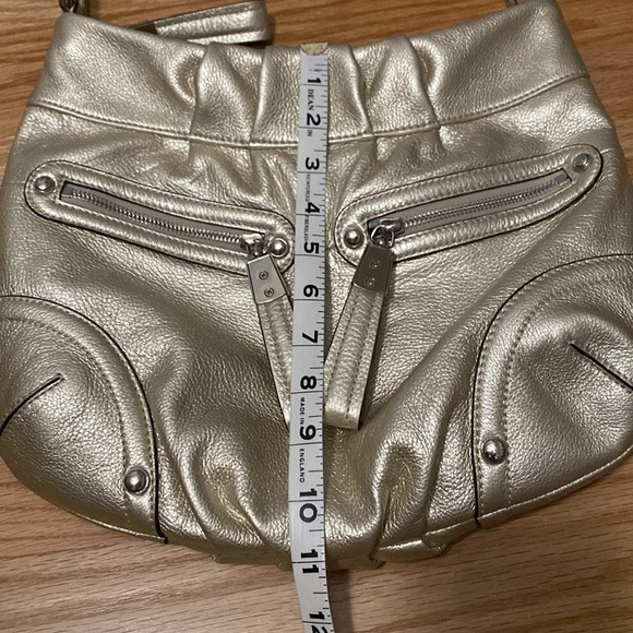 B.Makowsky | EUC Champagne Gold Metallic Leather Shoulder Bag Women’s Retro 90’s - Picture 10 of 11